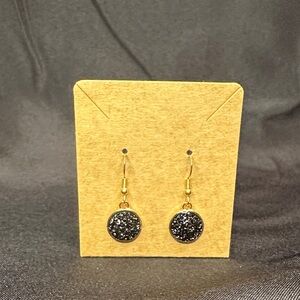Chic Black and Gold Drop Earrings